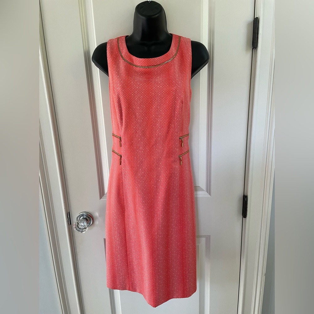 Etcetera peach and gold midi dress, size 4